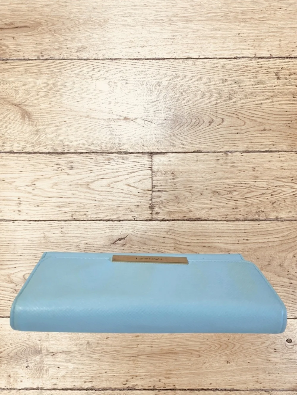 Tahari Light Blue Clutch Wallet RFID Snap Closure Multi Compartment